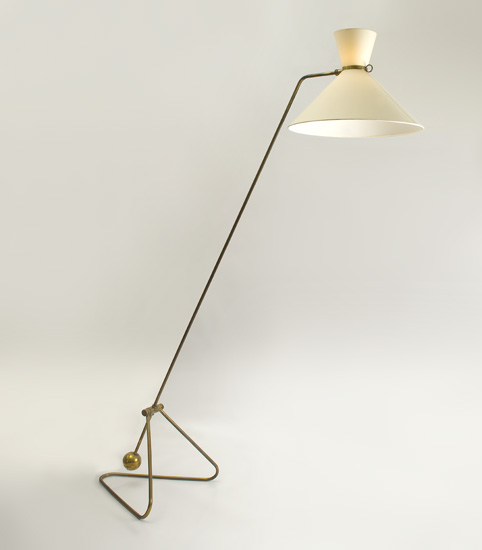 Mathieu Lampadaire Laiton Contrepoids 1950 design Meubles et Lumières